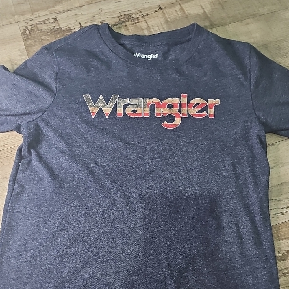 Wrangler Kids Navy Tee with American Flag Logo
